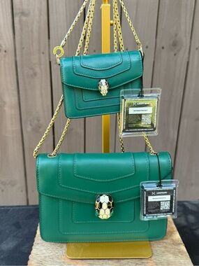 Mommy and me Bulgari Green Serpenti Forever Leather Shoulder Bag